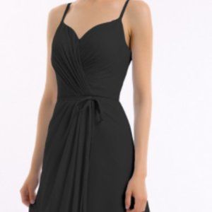 Black Spaghetti Strap High Low Chiffon Dress